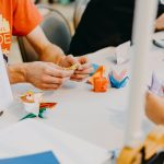 Teaching origami paper art crafting